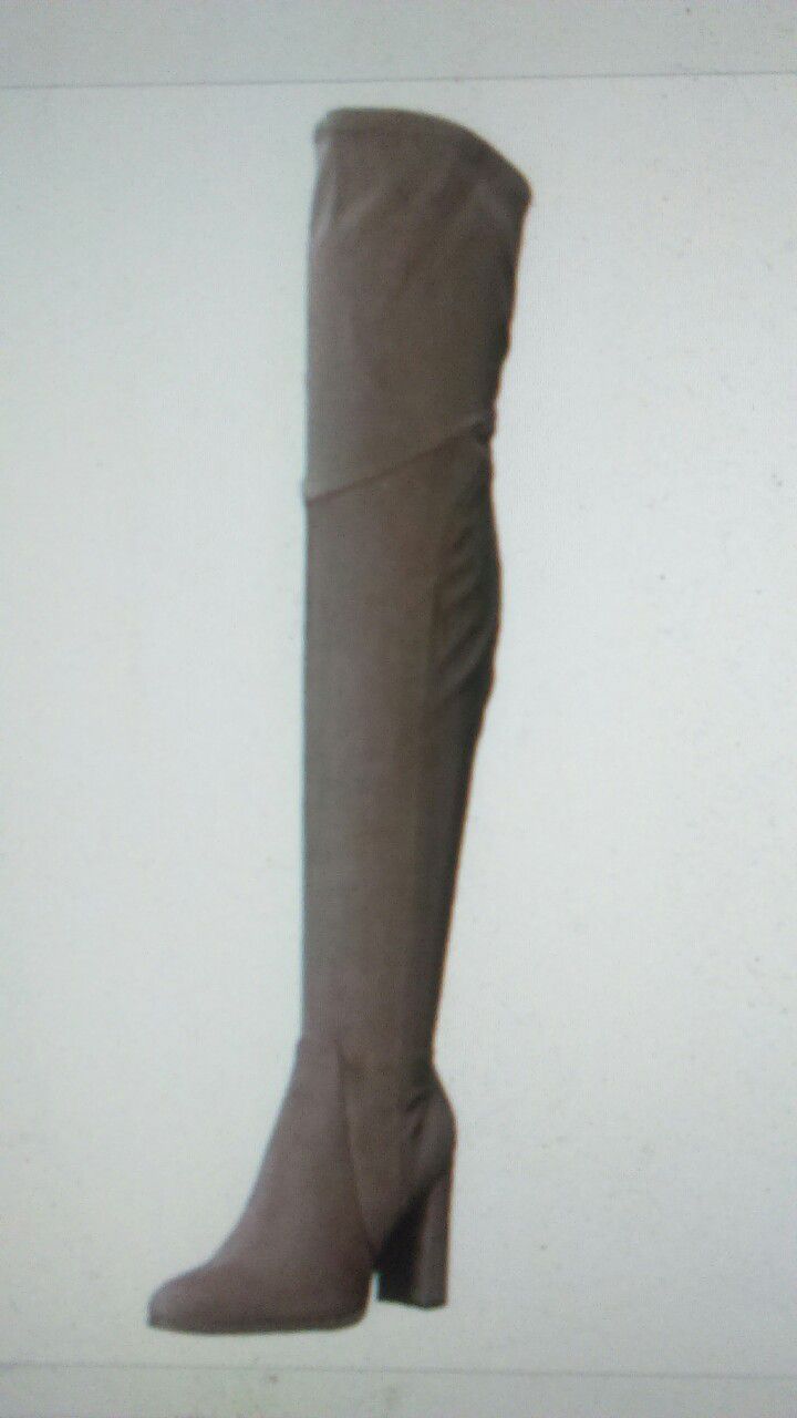 Ladies Marc Fisher over the knee thigh high boots size 8 3 inch heel light brown suede like material very very nice condition