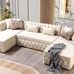 Jester Ivory Velvet Double Chaise Sectional,seccional,couch/ Delivery Available/Financing Options/