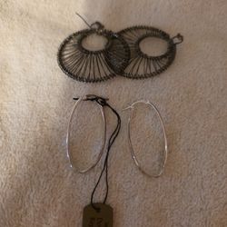 .925 Twisted Hoop Earrings Plus Black Hoops