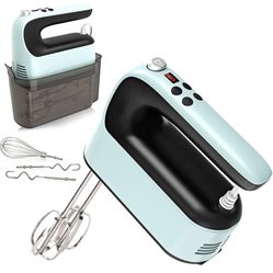 9-Speed Digital Hand Mixer Electric, 400W Powerful DC Motor, Baking Mixer Handheld with Snap-On Storage Case, Touch Button, Turbo Boost, 5 Stainless S