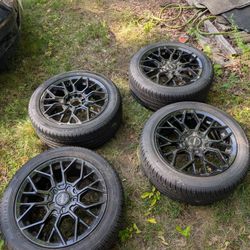BMW 3 Series Tires + Wheels – 17” (3 Good / 1 Damaged)