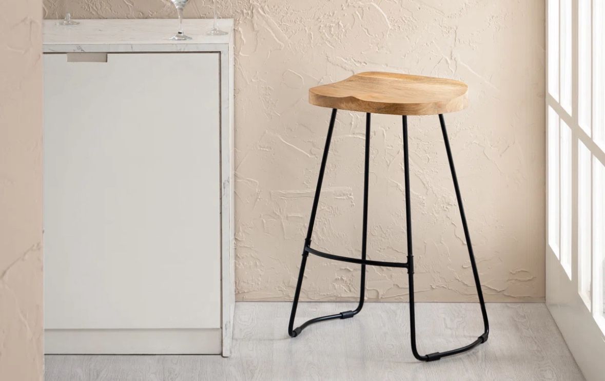 Solid Wood Bar & Counter Stool- Set Of 2