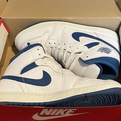 Nike Air Jordan 1s High Top Blue On White Mens 10