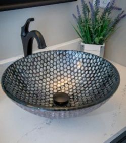 Silver Dots Glass Vessel Sink (By Eden Bath)- NEW
