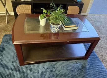 Glass Top Wood Table