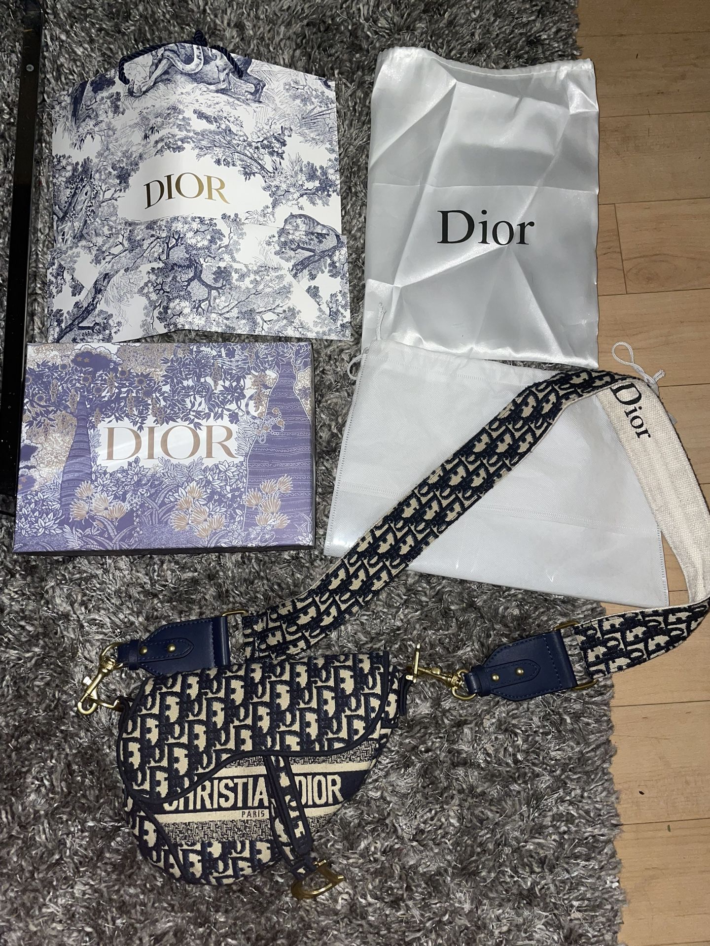 Dior Oblique Embroidery Saddle Bag