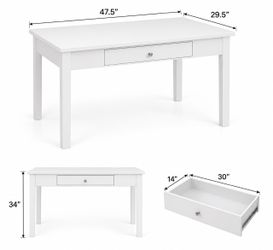 White Wood Desk with Drawer or you could be use as kitchen table for small spaces