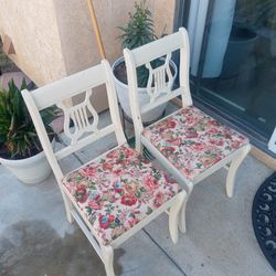 2 Matching antique chairs with cushions