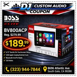 Boss Double Din Touchscreen Stereo Apple Carplay & Android Auto Bluetooth USB Am Fm Radio 320 Watts BV800ACP 🚨 Payment Options Available 🚨 No Credit