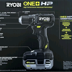 Ryobi Black LIMITED EDITION 30th Anniv One+ HP 18V Compact Brushless Drill Full Kit With High Performance 4ah Battery & Charger.