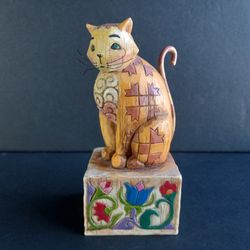 Vintage Jim Shore Heartwood Creek "Jasper" Kitty Cat Folk Art Figurine Statue 5.5" tall #114424 (Retired)