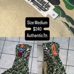 Bape ABC Camo Shark Full Zip Hoodie Size Medium 