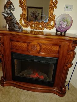 Wood electric fireplace