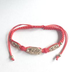 Elegant Red and Gold Bracelet Lady Of Guadalupe