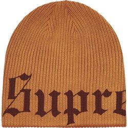 Supreme Old English Printed Logo Cotton Beanie Tan