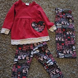 2T Baby girl valentine 💝 set 
With matching mom's scarf 
