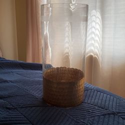 Large Gold & glass Vase
