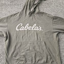 Cabela’s Script Logo Pullover Hoodie Olive Green Size L