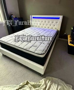 New queen bed frame with mattress