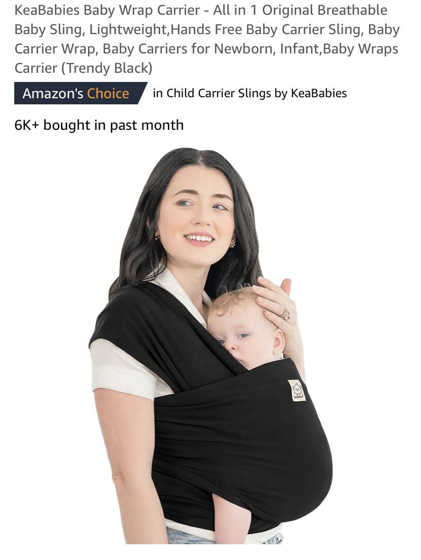 KeaBabies Baby Wrap Carrier - All in 1 Original Breathable Baby Sling, Lightweight,Hands Free Baby Carrier Sling, Baby Carrier Wrap, Baby Carriers for