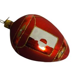 Brinks Nordic  glass egg shaped christmas ornament red ,white ,gold 