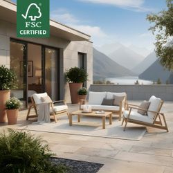 4-Piece Acacia Deep Seating Patio Set