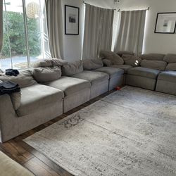 7 Piece Sectional Couch Gray- Includes Storage Ottoman- World Market