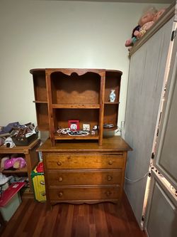 Antique Oak Low Boy w/ Removable Shelves