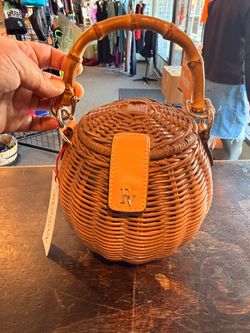 Frances Valentine Honey Basket Bag w/ Bamboo Handle