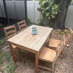 Wood Dining Table With 4 Chairs