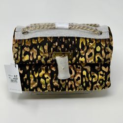 Kurt Geiger Velvet Quilted Leopard Small Crossbody NWT