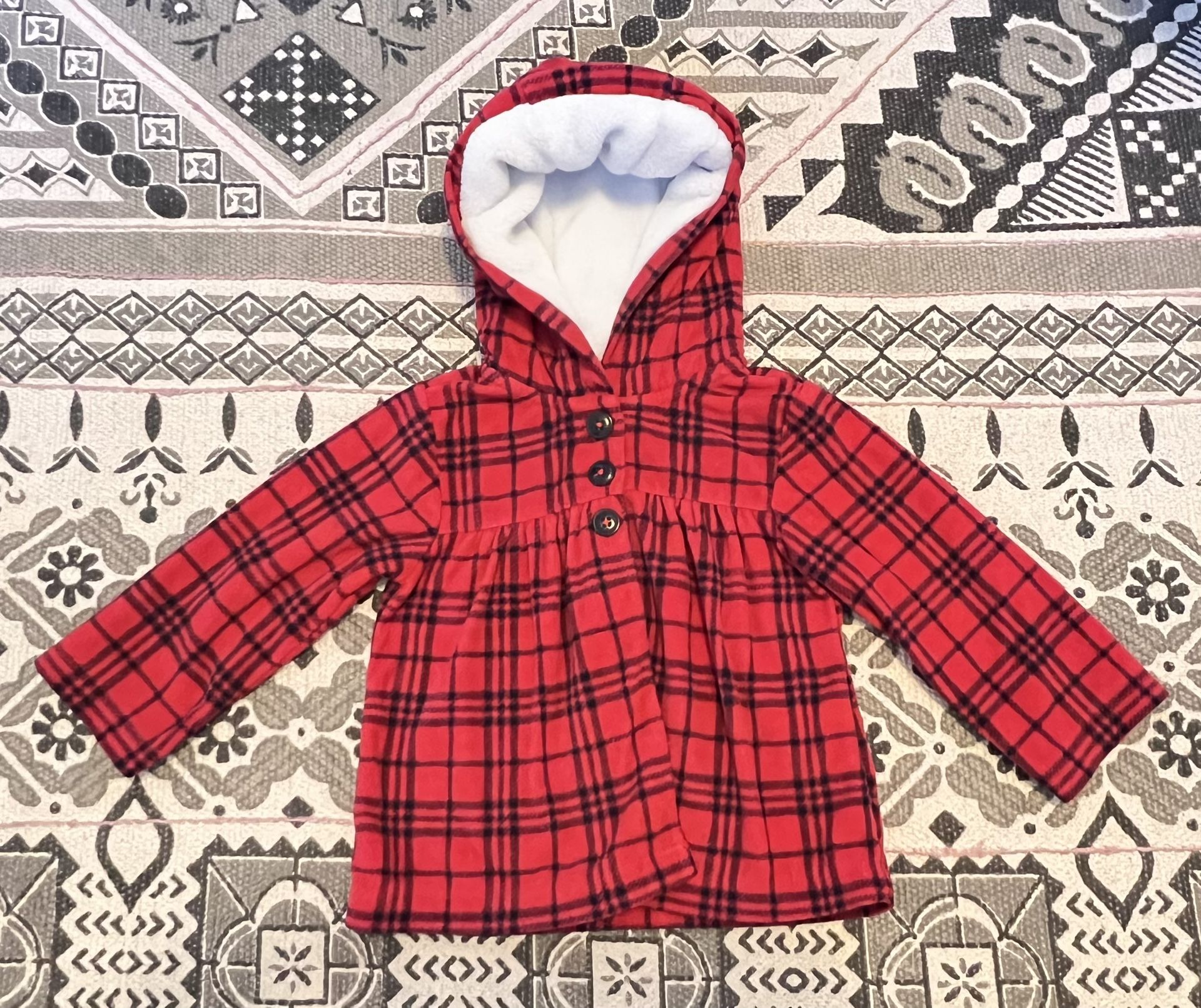 Carters Red & Black Fleece Sherpa 12 Months Girls