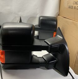 08-16 Ford F-250 F-350 F-450 F-550 black and amber towing mirrors with turning signal