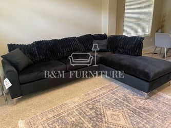 Brand New Black Velvet Sectional 
