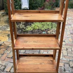 Acacia wood folding 3 tier shelf / stand.