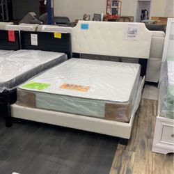 White Upholstered Bed Frame 
