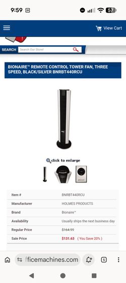 Binaire tower fan 40 inch tall