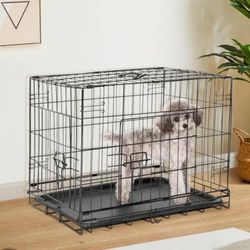 Brand New In Box 24" Sm'md Dog Crate Foldable Portable 2 Door Puppy Dog Cage With Bottom Floor Pan. Jaula De Mascota Sm'md Dog Kennel 