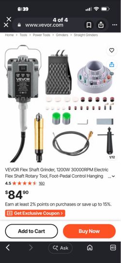 VEVOR Flex Shaft Grinder 1200W 30000RPM
