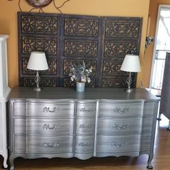 Silver Gray Dresser Solid Wood Measurements On Picture PICKUP ONLY 