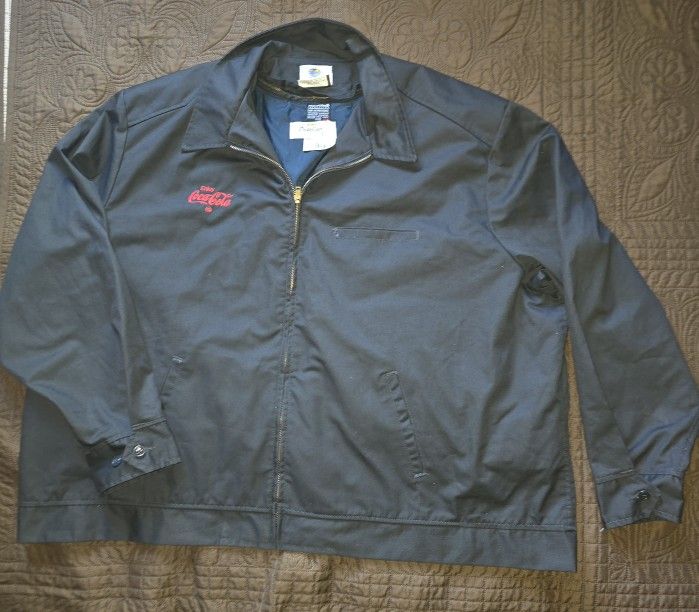 Vintage Riverside Masterliner Coca-Cola Workwear Dark Grey Jacket Size 3XL USA Made