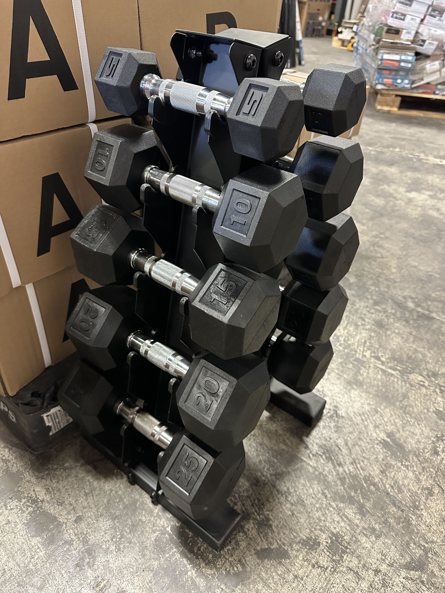 150 Lbs Hex Dumbbell Set With Rack (5-25)