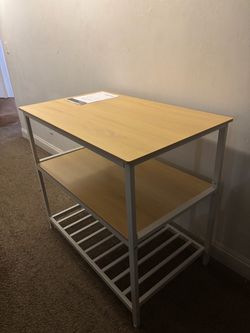 Kitchen Island with Shelves and Metal Frame