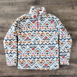 Eddie Bauer Quarter Zip Fleece Aztec Print Long Sleeve Pullover Women's XS