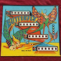 Vintage 1977 Butterfly Pinball Backglass