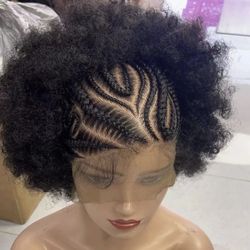 Front braided wig afro style 