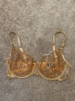 Honey Birdette Gold Metallic Seaud Sequin Mesh Underwire Bra 36DD/E 14DD