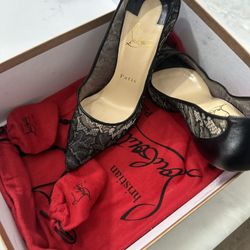 Christian Louboutin Black Lacey Red Bottoms