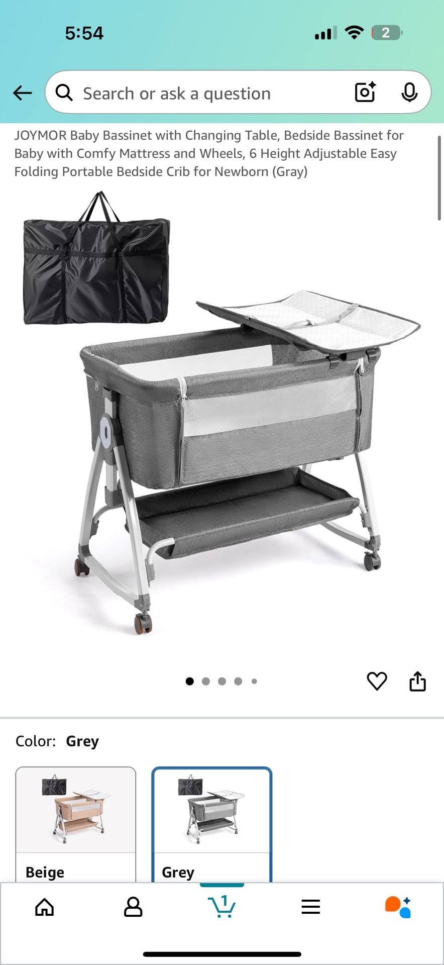 🍼 Baby Bassinet with Changing Table – 6 Height Adjustable | Like New!