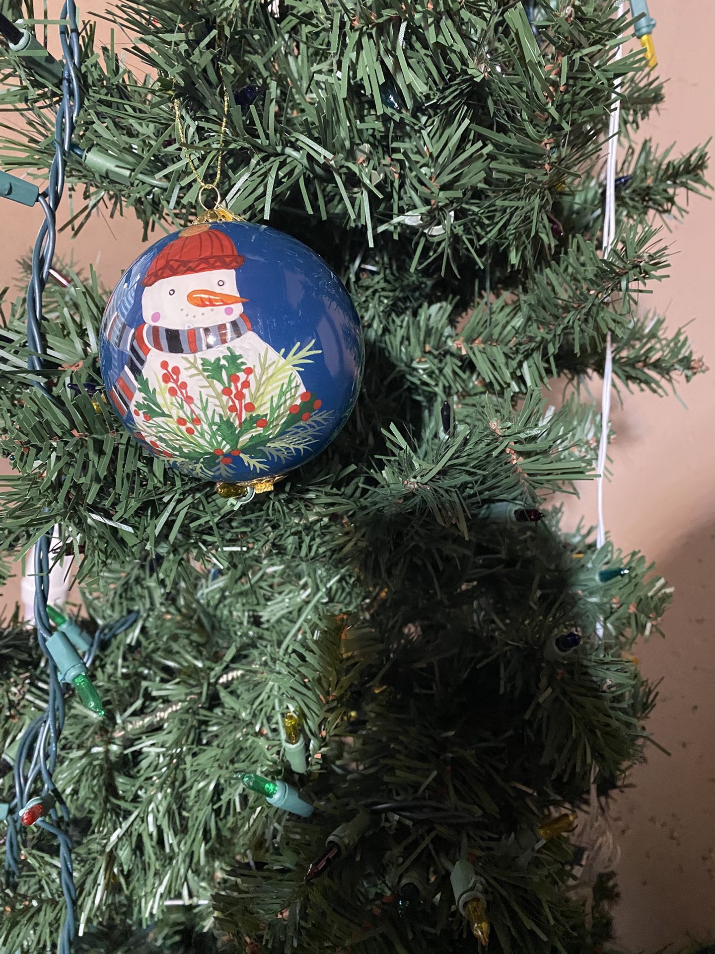 New 2019 Pier One Li Bien Reverse Painted Glass Snowman Ornament